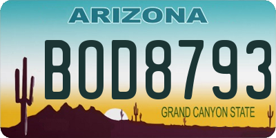 AZ license plate BOD8793