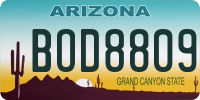 AZ license plate BOD8809