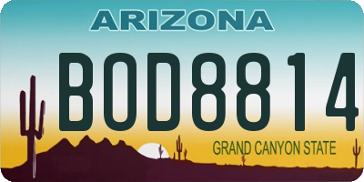 AZ license plate BOD8814