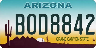 AZ license plate BOD8842