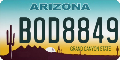AZ license plate BOD8849