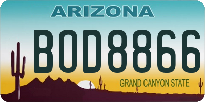 AZ license plate BOD8866