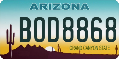 AZ license plate BOD8868