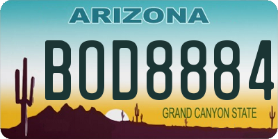 AZ license plate BOD8884