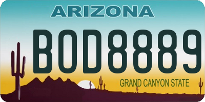 AZ license plate BOD8889