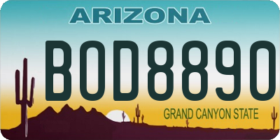 AZ license plate BOD8890