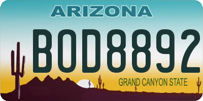 AZ license plate BOD8892