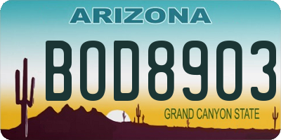 AZ license plate BOD8903