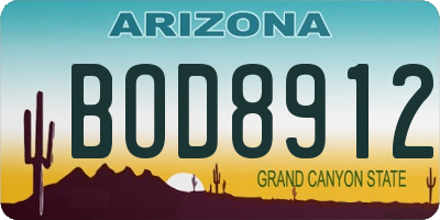 AZ license plate BOD8912