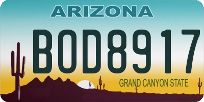 AZ license plate BOD8917