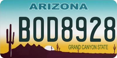 AZ license plate BOD8928