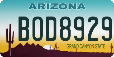 AZ license plate BOD8929