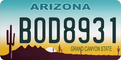 AZ license plate BOD8931