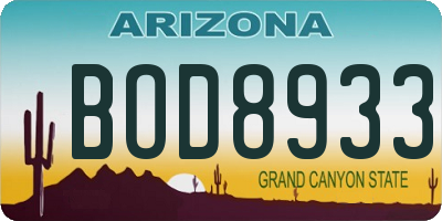 AZ license plate BOD8933
