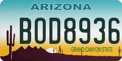 AZ license plate BOD8936