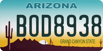 AZ license plate BOD8938