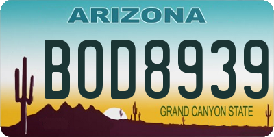 AZ license plate BOD8939