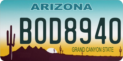 AZ license plate BOD8940