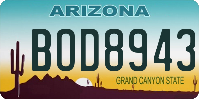AZ license plate BOD8943