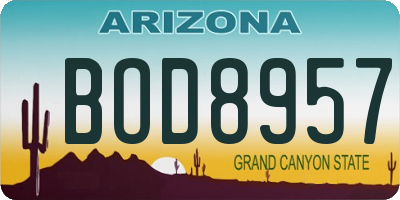 AZ license plate BOD8957