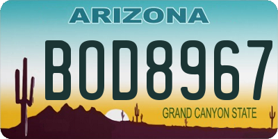 AZ license plate BOD8967