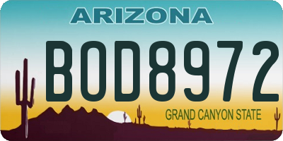 AZ license plate BOD8972