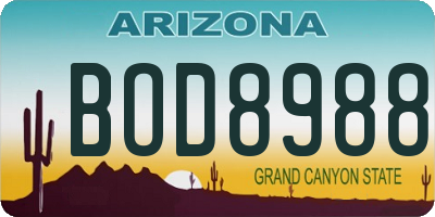 AZ license plate BOD8988