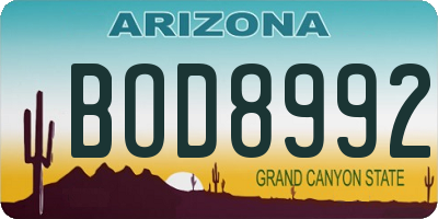 AZ license plate BOD8992