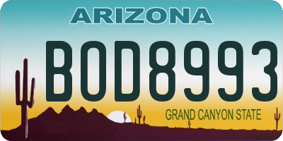 AZ license plate BOD8993