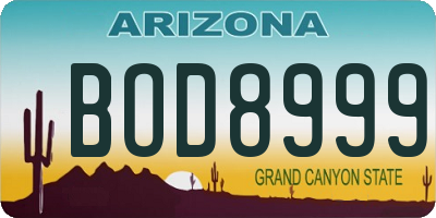 AZ license plate BOD8999
