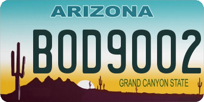 AZ license plate BOD9002