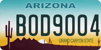 AZ license plate BOD9004
