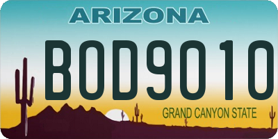 AZ license plate BOD9010