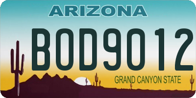 AZ license plate BOD9012