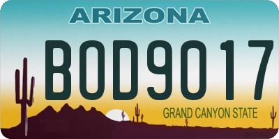 AZ license plate BOD9017