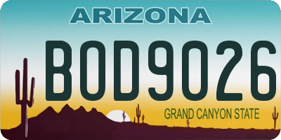 AZ license plate BOD9026