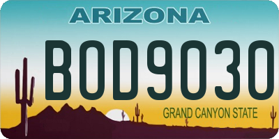 AZ license plate BOD9030