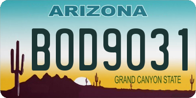 AZ license plate BOD9031