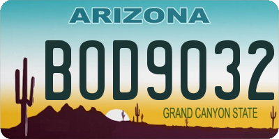 AZ license plate BOD9032