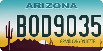 AZ license plate BOD9035