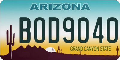 AZ license plate BOD9040