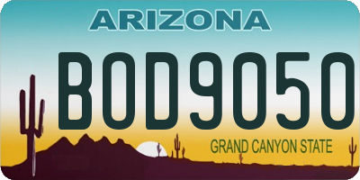 AZ license plate BOD9050