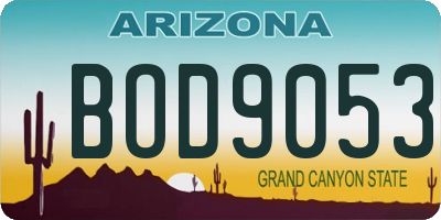 AZ license plate BOD9053