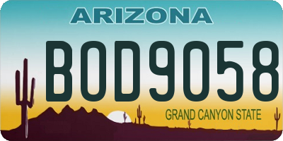 AZ license plate BOD9058