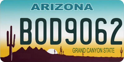 AZ license plate BOD9062