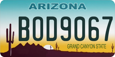 AZ license plate BOD9067