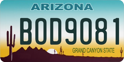 AZ license plate BOD9081