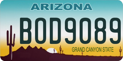 AZ license plate BOD9089