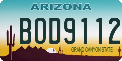 AZ license plate BOD9112
