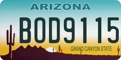 AZ license plate BOD9115